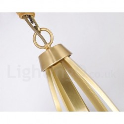3 Light Pure Brass Large Luxurious Rustic Retro Vintage Brass Pendant Chandelier with Glass Shades