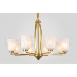 8 Light Pure Brass Large Luxurious Rustic Retro Vintage Brass Pendant Chandelier with Glass Shades