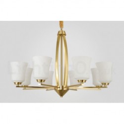 8 Light Pure Brass Large Luxurious Rustic Retro Vintage Brass Pendant Chandelier with Glass Shades
