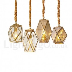 Pure Brass Rustic / Lodge Nordic Style Pendant Light with Glass Shade