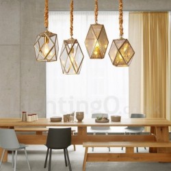 Pure Brass Rustic / Lodge Nordic Style Pendant Light with Glass Shade