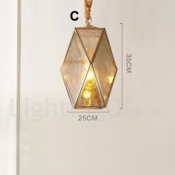 Pure Brass Rustic / Lodge Nordic Style Pendant Light with Glass Shade