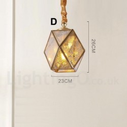 Pure Brass Rustic / Lodge Nordic Style Pendant Light with Glass Shade