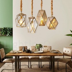 Pure Brass Rustic / Lodge Nordic Style Pendant Light with Glass Shade