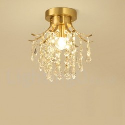 Pure Brass LED Rustic / Lodge Nordic Style Flush Mount Crystal Ceiling Lights