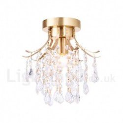 Pure Brass LED Rustic / Lodge Nordic Style Flush Mount Crystal Ceiling Lights