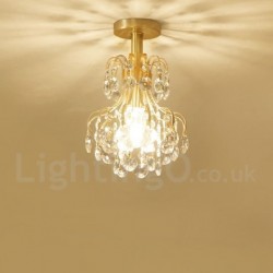 Pure Brass LED Rustic / Lodge Nordic Style Flush Mount Crystal Ceiling Lights