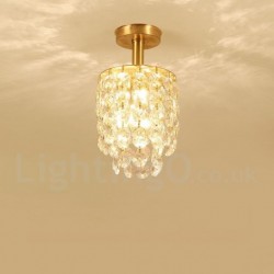 Pure Brass LED Rustic / Lodge Nordic Style Flush Mount Crystal Ceiling Lights