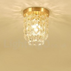 Pure Brass LED Rustic / Lodge Nordic Style Flush Mount Crystal Ceiling Lights