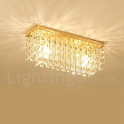 Pure Brass LED Rustic / Lodge Nordic Style Flush Mount Crystal Ceiling Lights