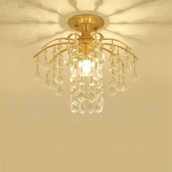 Pure Brass LED Rustic / Lodge Nordic Style Flush Mount Crystal Ceiling Lights