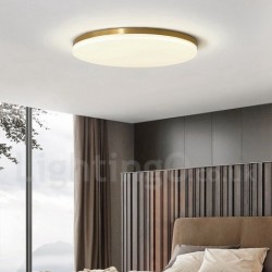 Brass Ultra-Thin Round Dimmable LED Modern Contemporary Nordic Style Flush Mount Ceiling Lights with Acrylic Shade | Also Can Be Used As Wall Light