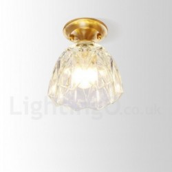 6 1/2" Wide Pure Brass LED Rustic / Lodge Nordic Style Flush Mount Ceiling Light with Glass Shade