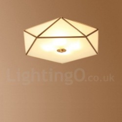 Pure Brass LED Rustic / Lodge Nordic Style Flush Mount Ceiling Light with Glass Shade