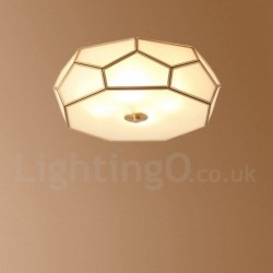 Pure Brass LED Rustic / Lodge Nordic Style Flush Mount Ceiling Light with Glass Shade