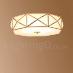 Pure Brass LED Rustic / Lodge Nordic Style Flush Mount Ceiling Light with Glass Shade