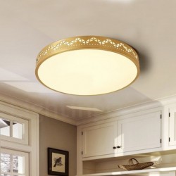Ultra-thin Round Pure Brass Hollow LED Modern Contemporary Nordic Style Flush Mount Ceiling Light with Acrylic Shade