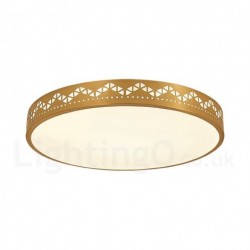 Ultra-thin Round Pure Brass Hollow LED Modern Contemporary Nordic Style Flush Mount Ceiling Light with Acrylic Shade