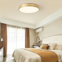 Ultra-thin Round Pure Brass Hollow LED Modern Contemporary Nordic Style Flush Mount Ceiling Light with Acrylic Shade