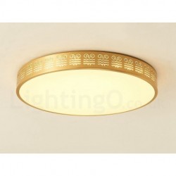 Ultra-thin Round Pure Brass Hollow LED Modern Contemporary Nordic Style Flush Mount Ceiling Light with Acrylic Shade