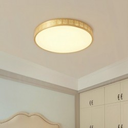 Ultra-thin Round Pure Brass Hollow LED Modern Contemporary Nordic Style Flush Mount Ceiling Light with Acrylic Shade