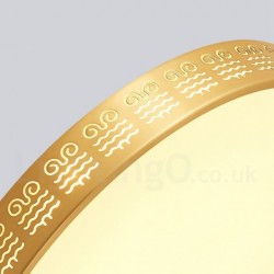 Ultra-thin Round Pure Brass Hollow LED Modern Contemporary Nordic Style Flush Mount Ceiling Light with Acrylic Shade