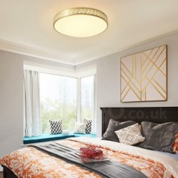 Ultra-thin Round Pure Brass Hollow LED Modern Contemporary Nordic Style Flush Mount Ceiling Light with Acrylic Shade