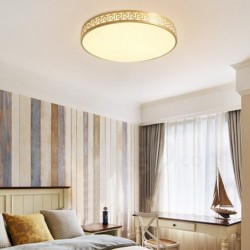 Ultra-thin Round Pure Brass Hollow LED Modern Contemporary Nordic Style Flush Mount Ceiling Light with Acrylic Shade