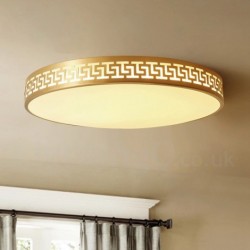 Ultra-thin Round Pure Brass Hollow LED Modern Contemporary Nordic Style Flush Mount Ceiling Light with Acrylic Shade