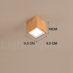 Wood LED Modern Contemporary Nordic Style Flush Mount Ceiling Light with Acrylic Shade