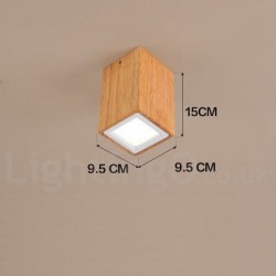 Wood LED Modern Contemporary Nordic Style Flush Mount Ceiling Light with Acrylic Shade