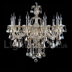 10 Lights Retro Cognac Color K9 Crystal Modern Chandelier