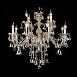 12 Lights Retro Cognac Color K9 Crystal Modern Chandelier