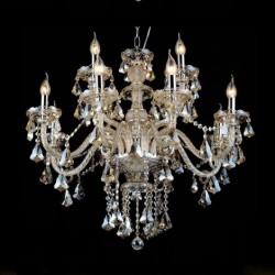 12 Lights Retro Cognac Color K9 Crystal Modern Chandelier