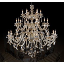 Extra Large 3 Tiers Retro Cognac Color K9 Crystal Modern Luxurious Chandelier