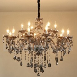 18 Lights Retro Grey Color K9 Crystal Candle Large Chandelier