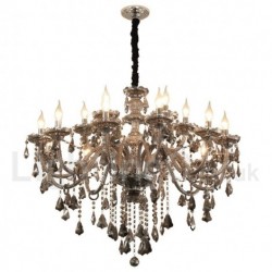 18 Lights Retro Grey Color K9 Crystal Candle Large Chandelier