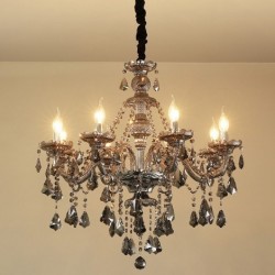 8 Lights Retro Grey Color K9 Crystal Candle Chandelier