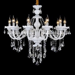 10 Lights Retro White Colour K9 Clear Crystal Candle Chandelier