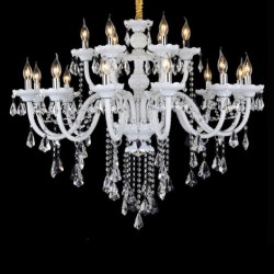 15 Lights Retro White Colour K9 Clear Crystal Candle Chandelier