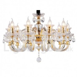 Retro Gold Colour K9 Clear Crystal Candle Chandelier