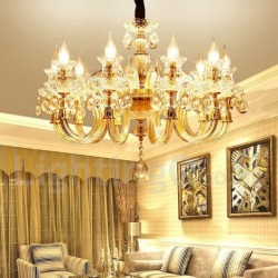Retro Gold Colour K9 Clear Crystal Candle Chandelier