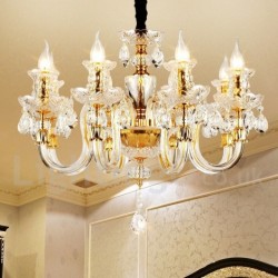 Retro Gold Colour K9 Clear Crystal Candle Chandelier