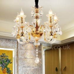 Retro Gold Colour K9 Clear Crystal Candle Chandelier