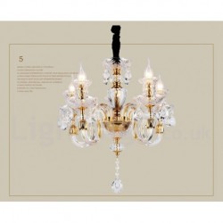 Retro Gold Colour K9 Clear Crystal Candle Chandelier