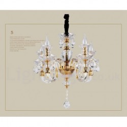 Retro Gold Colour K9 Clear Crystal Candle Chandelier