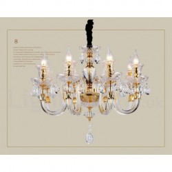 Retro Gold Colour K9 Clear Crystal Candle Chandelier