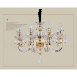 Retro Gold Colour K9 Clear Crystal Candle Chandelier