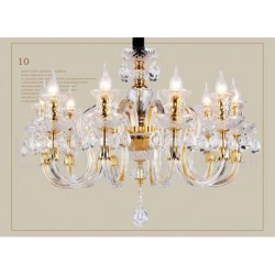 Retro Gold Colour K9 Clear Crystal Candle Chandelier