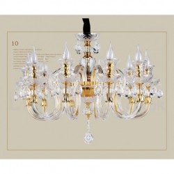 Retro Gold Colour K9 Clear Crystal Candle Chandelier